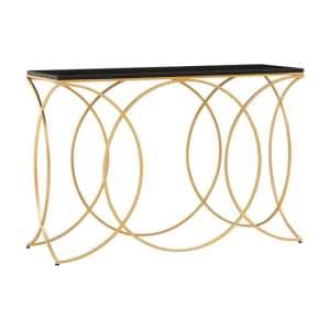 Kairi Marble Console Table In Black With Gold Metal Frame - UK