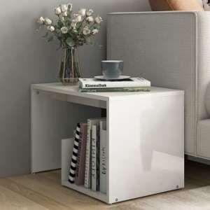 Kanoa High Gloss Side Table With Ample Storage In White - UK
