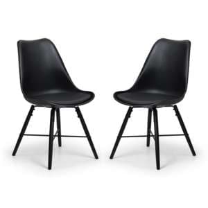 Kaili Dining Chair With Black Seat And Black Legs In Pair - UK
