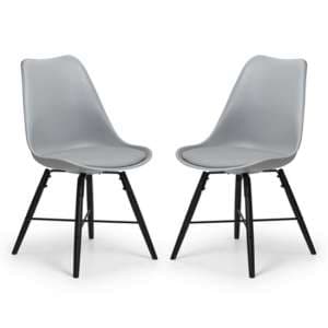 Kaili Dining Chair With Grey Seat And Black Legs In Pair - UK