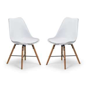 Kaili Dining Chair With White Seat And Oak Legs In Pair - UK
