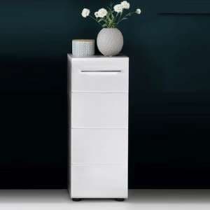 Karla Bathroom Storage Cabinet In Stone Grey White High Gloss - UK