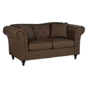 Kelly Upholstered Fabric 2 Seater Sofa In Natural - UK