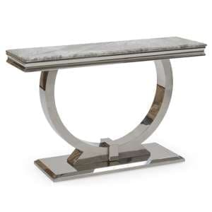 Kelsey Marble Console Table With Stainless Steel Base In Grey - UK