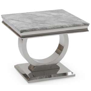 Kelsey Marble Lamp Table With Stainless Steel Base In Grey - UK