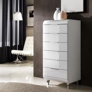 Kenia Contemporary Chest Of Drawers In White High Gloss - UK