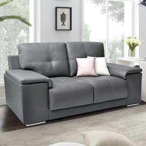 Kensington Faux Leather 2 Seater Sofa In Dark Grey - UK