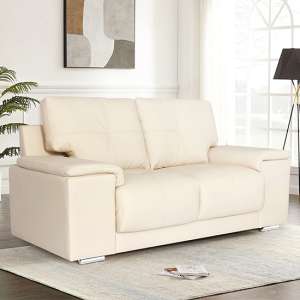 Kensington Faux Leather 2 Seater Sofa In Ivory - UK
