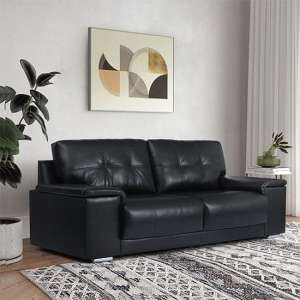 Kensington Faux Leather 3 Seater Sofa In Black - UK