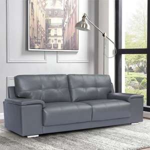 Kensington Faux Leather 3 Seater Sofa In Dark Grey - UK