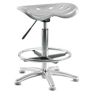 Kentucky Contemporary Stool In Silver With Castors - UK