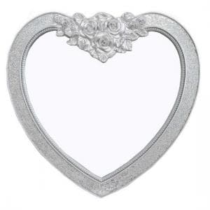 Kiara Heart Shape Wall Mirror In Silver Mosaic Frame - UK