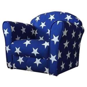 Kids Mini Fabric Armchair In Blue With White Stars - UK