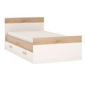 Kroft Wooden Single Bed With Drawer In White High Gloss And Oak - UK