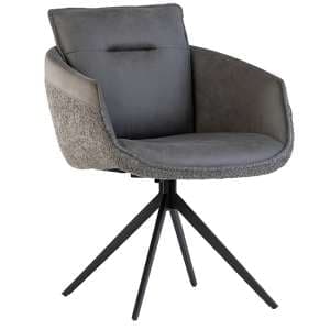 Lacey Fabric And Faux Leather Dining Chair In Grey - UK