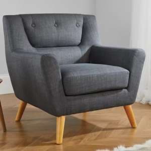 Lambda Fabric Armchair With Wooden Legs In Grey - UK