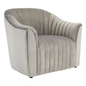 Larawag Upholstered Velvet Armchair In Grey - UK