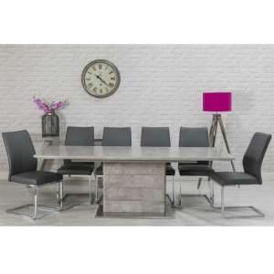 Laurel Extendable Dining Table Concrete Effect 6 Presto Chairs - UK