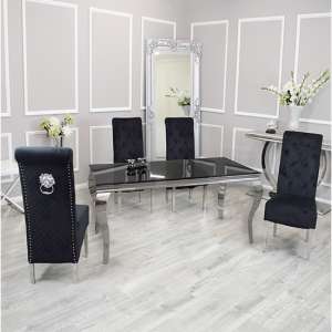 Laval Black Glass Dining Table With 8 Elmira Black Chairs - UK
