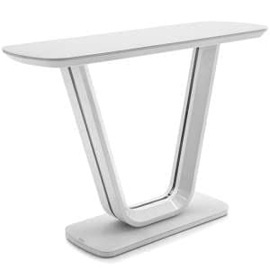 Lazaro Glass Top Console Table With White High Gloss Base - UK