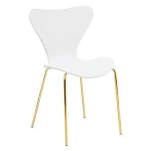 Leila Plastic Dining Chair With Gold Metal legs In White - UK
