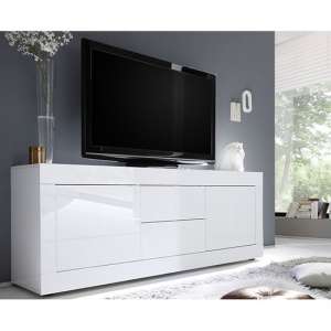 Taylor High Gloss TV Sideboard In White - UK