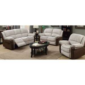 Lerna Fusion 3 Seater Sofa And 2 Armchairs Suite In Mink - UK