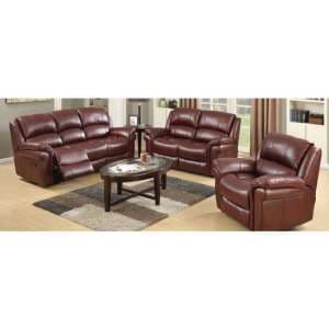 Lerna Leather 3 Seater Sofa And 2 Seater Sofa Suite In Burgundy - UK