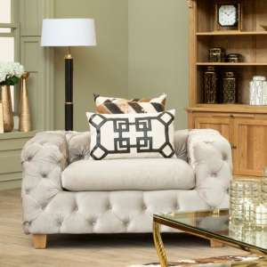 Libertas Upholstered Velvet Armchair In Coffee - UK