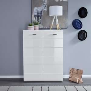 Aquila Wooden Shoe Storage Cabinet In White High Gloss - UK