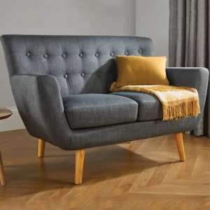 Lofting Fabric 2 Seater Sofa With Wooden Legs In Grey - UK