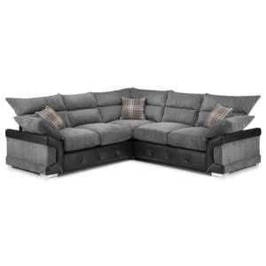 Logion Fabric Large Corner Sofa In Black And Grey - UK