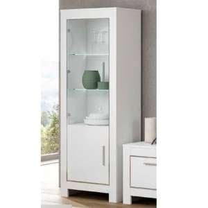 Lorenz Glass Display Cabinet In White High Gloss With LED - UK