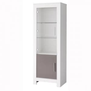 Lorenz Glass Display Cabinet In White And Grey Gloss With LED - UK