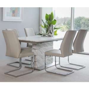 Luisa Extendable Dining Table In Marble Effect 6 Presto Chairs - UK