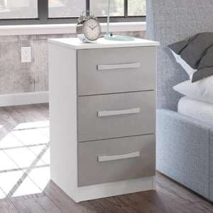 Lynn High Gloss Bedside Cabinet In Grey And White - UK