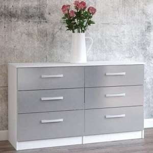 Lynn High Gloss Chest Of 6 Drawers In Grey And White - UK