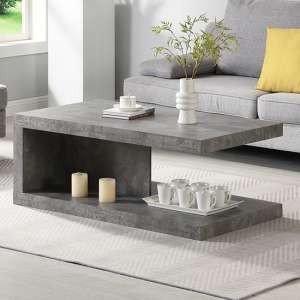 Lyra Wooden Coffee Table In Concrete Effect - UK