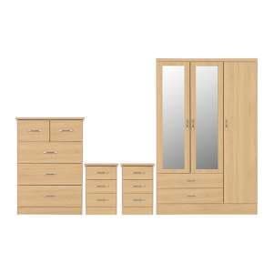 Mack Bedroom Set With 3 Doors Wardrobe In Sonoma Oak Effect - UK