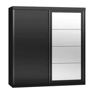 Mack Mirrored High Gloss Sliding Wardrobe With 2 Doors In Black - UK
