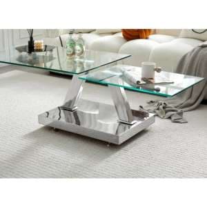 Magic Wings Swivel Clear Glass Coffee Table With Steel Base - UK