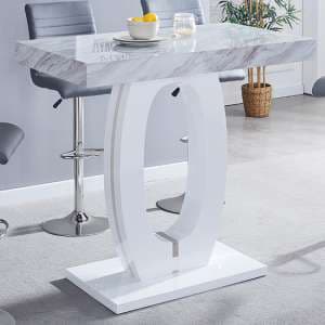 Halo High Gloss Bar Table In Magnesia Marble Effect - UK