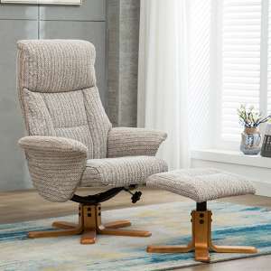 Maida Fabric Swivel Recliner Chair And Footstool In Wheat - UK
