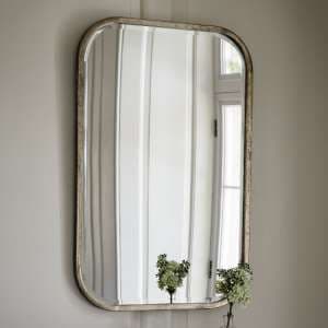 Malcolm Rectangular Wall Mirror In Distressed Champagne Frame - UK