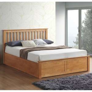 Malmo Wooden Ottoman Storage Double Bed In Oak - UK