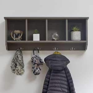 Keswick Wall Rack In Grey With Four Storage Compartments - UK
