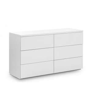 Maeva Chest Of Drawers Wide In White High Gloss With 6 Drawers - UK