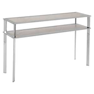 Markeb White Porcelain Console Table With Silver Steel Frame - UK