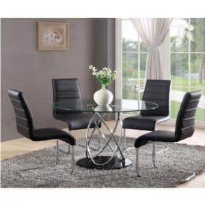 Marseille Glass Dining Table With 4 Dining Chairs Black - UK