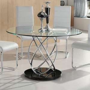 Marseille Clear Glass Dining Table With Chrome Supports - UK